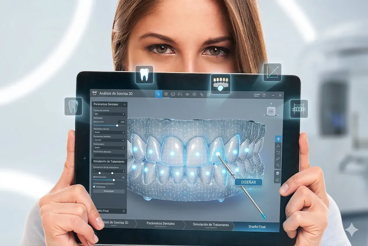 Paciente sonriendo tras un tratamiento de odontología digital en la Clínica Dental Mendizábal de Logroño, La Rioja